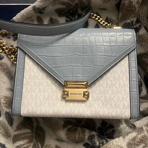 Michael Kors Blue and Cream Crossbody Bag